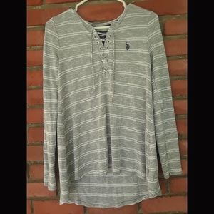 NWOT|U.S. Polo Assn.|Striped Lace Up Top
